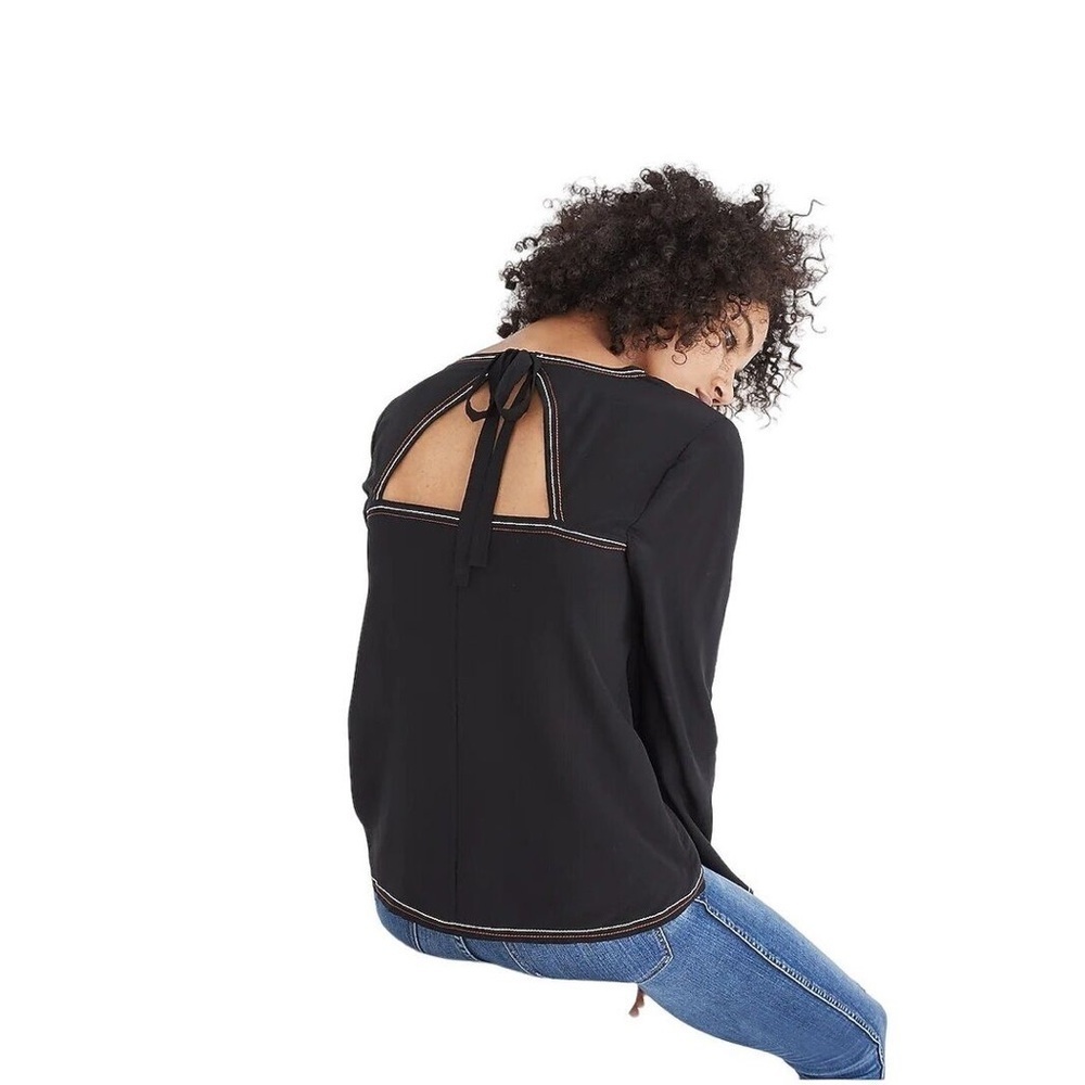 Madewell Silk Stitched Tie Back Blouse - Picture 8 of 8